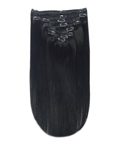 Remy Human Hair extensions straight - zwart 1B#