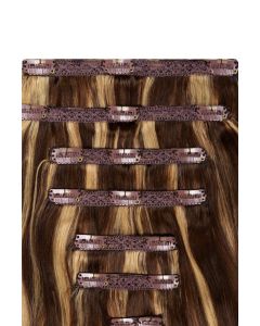 Remy Human Hair extensions Double Weft straight 24" - bruin / blond 4/27#