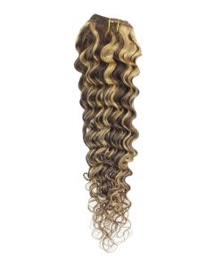 Remy Human Hair extensions curly 26" - bruin / rood 4/27#