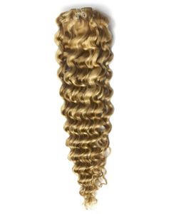 Remy Human Hair extensions curly 22" - blond 27/613