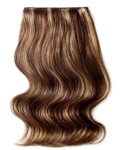 Remy Human Hair extensions Double Weft straight 16" - bruin / blond 4/27#