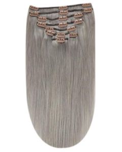 Remy Human Hair extensions straight 18" - zilver grijs SG