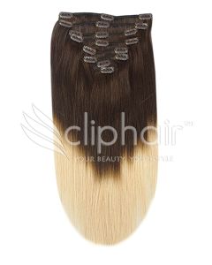 Remy Human Hair extensions Double Weft straight 18" - bruin / blond T2/27#