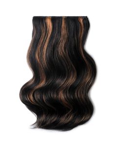 Remy Human Hair extensions Double Weft straight - zwart / rood 1B/30#