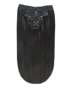 Remy Human Hair extensions Double Weft straight 16" - zwart 1#