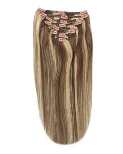 Remy Human Hair extensions straight 16" - bruin / blond 4/27